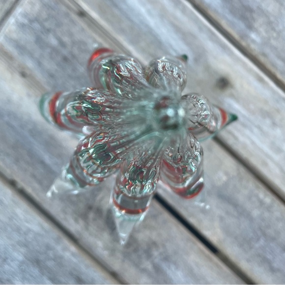 Beautiful Blown Heavy Free Standing Glass Spiral Christmas Tree Clear Red Green - Picture 3 of 6